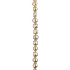 6mm Button Pearl Bead Side Drilled Natural Purple 40cm Strand