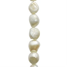 13-15mm Superior Quality Large Freeform Pearl Long Drilled White 40cm Strand