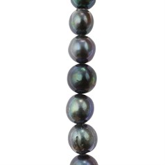 12mm Potato Pearl Bead Superior Lustre Side Drilled Peacock 40cm Strand