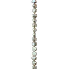5.5-6mm Freeform Pearl Bead Side Drilled Silver 40cm Strand