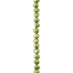 5.5-6mm Freeform Pearl Bead Side Drilled Grass Green AY019 40cm Strand