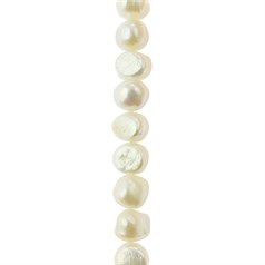 9mm Freeform Pearl Bead Side Drilled White 40cm Strand