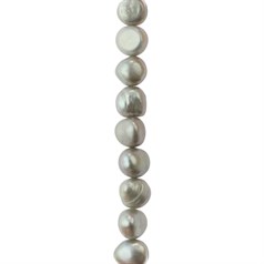 9mm Freeform Pearl Bead Side Drilled Silver 40cm Strand