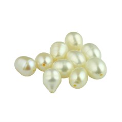7.5-8mm Rice Pearl Bead Long Drilled 1.2mm Hole White