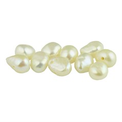 7.5-8mm Freeform Pearl Bead Side Drilled 1.2mm Hole White