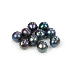 7-7.5mm Potato Pearl Side Drilled 1.2mm Hole Peacock
