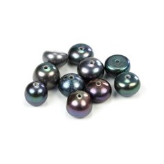 7.5-8mm Button Pearl Centre Drilled 1.2mm Hole Peacock