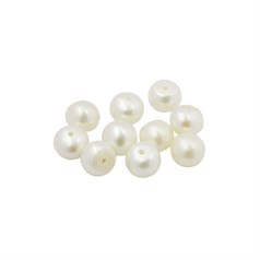 7-7.5mm Button Pearl Half Drilled White