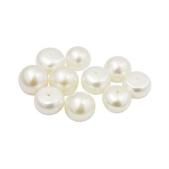 9-10mm Button Pearl Half Drilled White