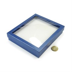 Card Necklet & Ring Box Blue With White Pad 140x165x30mm