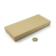 Card Necklace Box Ribbed Kraft 218x90x25mm