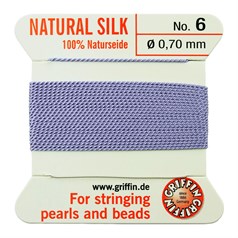 Griffin Natural Silk Beading Thread (0.70mm No.6)+ Needle Lilac 2 metres NETT