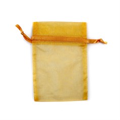 Gold Organza Pouch with Satin Ribbon 14x10cm