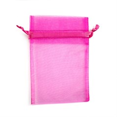 Pink Organza Pouch with Satin Ribbon 14x10cm