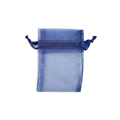 Navy Organza Pouch with Satin Ribbon 10x7.5cm