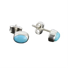 Oval (small) Earstud Earrings Sterling Silver with Natural Turquoise