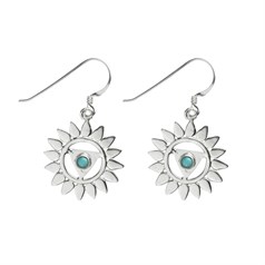Chakra Throat Turquoise 20mm Eardrop Sterling Silver (STS)