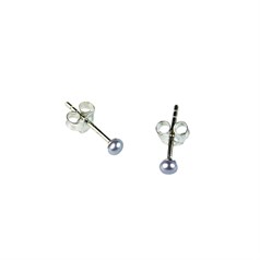 3-3.5mm Button Pearl Stud Earring with Sterling Silver Fittings in Baby Blue