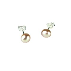 6-7mm Baroque Pearl Stud Earring with Sterling Silver Fittings in Natural Purple