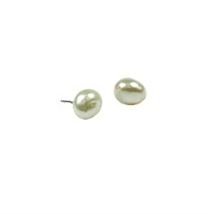 10-12mm Baroque Pearl Stud Earring with Sterling Silver Fittings in White