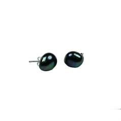 10-12mm Baroque Pearl Stud Earring with Sterling Silver Fittings in Peacock