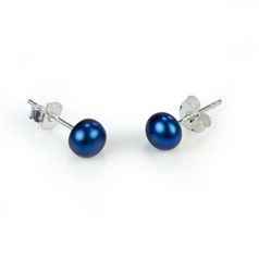 6-6.5mm Button Pearl Stud STS Fresh Blue