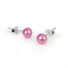 6-6.5mm Button Pearl Stud STS Fresh Pink