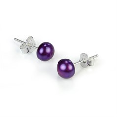 6-6.5mm Button Pearl Stud STS Purple