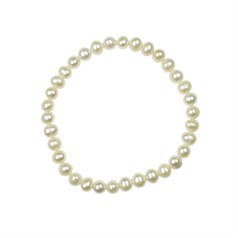 Elasticated 5.5-6mm Potato Pearl Bracelet White