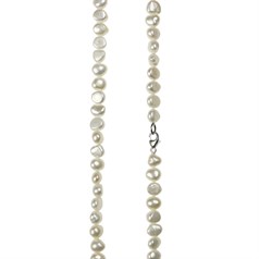 Baroque Shaped Pearl 5.5-6mm Necklace White 40cm with Sterling Silver Clasp