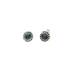 Opal Fancy Fluted Edge Earrings - Birthstone October Sterling Silver