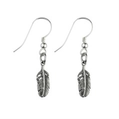 Antique Feather Earrings in Sterling Silver