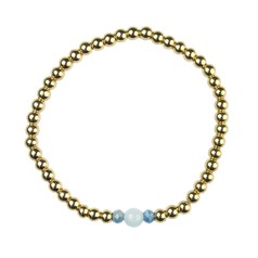 Aquamarine Bracelet Hematine with 18ct Gold Plating - Birthstone March
