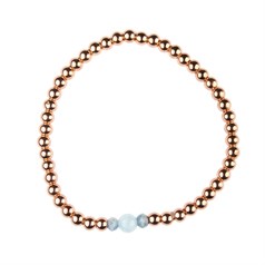 Aquamarine Bracelet Hematine with Rose Gold Plating -Birthstone March