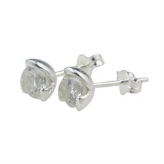Round 6mm Sterling Silver Earstud Earrings with Cubic Zirconia