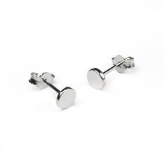 Round Flat Disc Earstuds with Scrolls Sterling Silver (STS)
