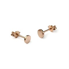 Round Flat Disc Earstuds with Scrolls Rose Gold Plated Vermeil Sterling Silver (Extra Durable)