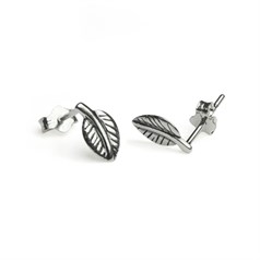Leaf Earstuds 9x5mm with Scrolls Sterling Silver (STS)