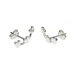 Trio of Hearts Earstuds 14x6mm with Scrolls Sterling Silver (STS)