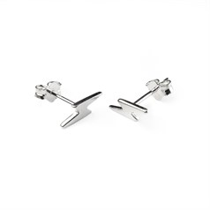 Lightening Bolt Earstuds 10x3mm with Scrolls Sterling Silver (STS)