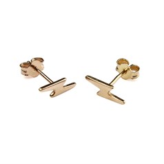Lightening Bolt Earstuds 10x3mm with Scrolls Rose Gold Plated Vermeil Sterling Silver (Extra Durable)