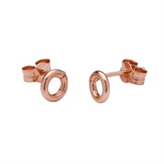 Open Circle Earstuds 6mm w/Scrolls Rose Gold Plated Vermeil Sterling Silver (Extra Durable)