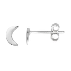 Flat Crescent Moon Earstud Sterling Silver