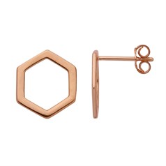 Large Hexagon Earstud Rose Gold Plated Sterling Silver Vermeil