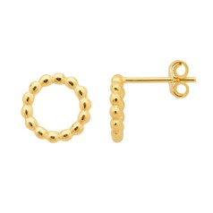 Beaded Circle Earstud  Gold Plated Sterling Silver Vermeil