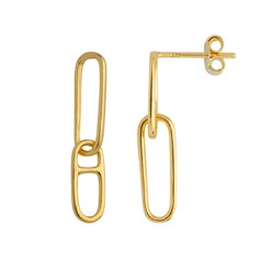 Paperclip Link Earstud Gold Plated  Sterling Silver Vermeil