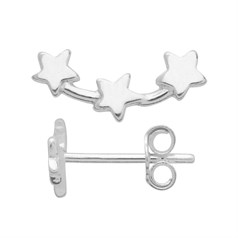Trio of Stars Ear Climber Sterling Silver