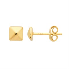 Solid Pyramid Earstud Gold Plated Sterling Silver Vermeil