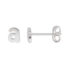 Lowercase Alphabet Letter a Earstud with Scroll (SINGLE) Sterling Silver