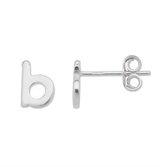 Lowercase Alphabet Letter b Earstud with Scroll (SINGLE) Sterling Silver